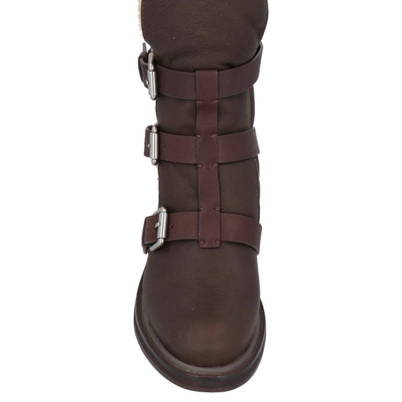 Rag & Bone Dark Brown Leather Moto Boots with Buckles - Picture 3 of 9